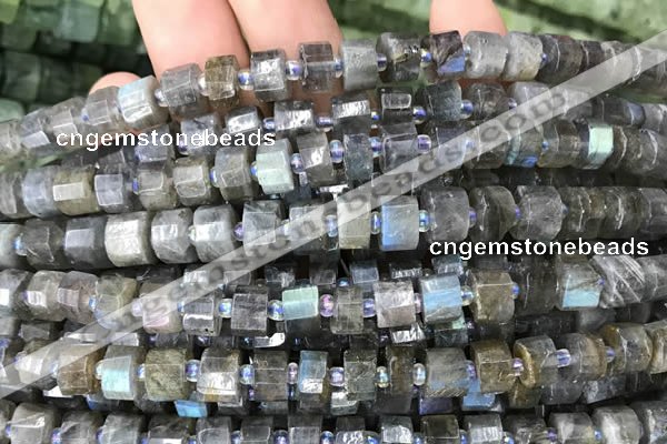 CRB2131 15.5 inches 9mm - 10mm faceted tyre labradorite gemstone beads