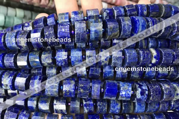 CRB2142 15.5 inches 11mm - 12mm faceted tyre lapis lazuli beads