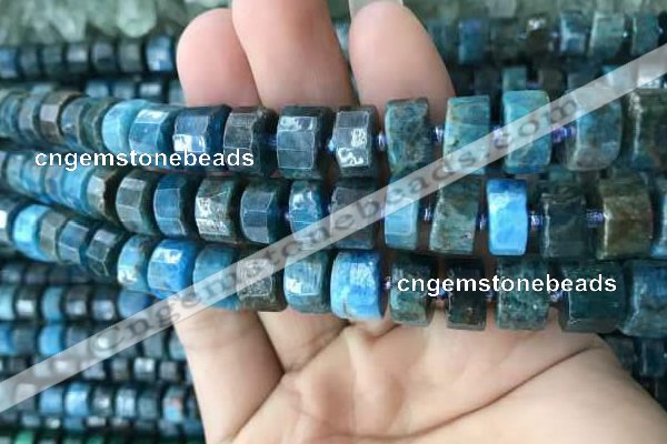 CRB2147 15.5 inches 11mm - 12mm faceted tyre apatite gemstone beads