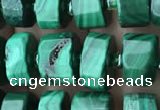 CRB2151 15.5 inches 9mm - 10mm faceted tyre malachite beads