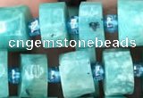 CRB2161 15.5 inches 9mm - 10mm faceted tyre amazonite gemstone beads