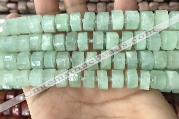 CRB2166 15.5 inches 11mm - 12mm faceted tyre light prehnite beads