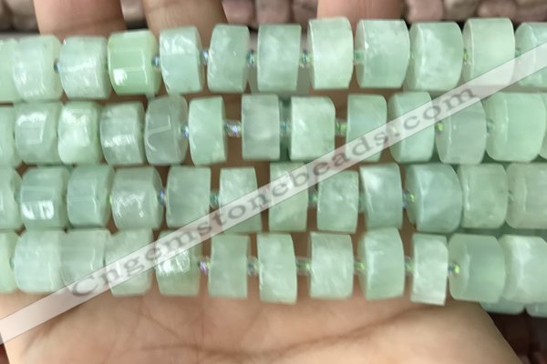 CRB2168 15.5 inches 13mm - 14mm faceted tyre light prehnite beads