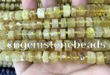 CRB2170 15.5 inches 8mm - 9mm faceted tyre yellow opal beads