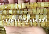 CRB2172 15.5 inches 12mm - 13mm faceted tyre yellow opal beads