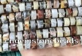 CRB2183 15.5 inches 13mm - 14mm faceted tyre crazy lace agate beads