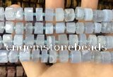 CRB2186 15.5 inches 9mm - 10mm faceted tyre blue chalcedony beads