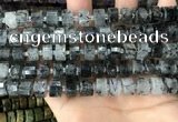 CRB2192 15.5 inches 10mm - 11mm faceted tyre black rutilated quartz beads