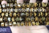 CRB2197 15.5 inches 10mm - 11mm faceted tyre yellow tiger eye beads