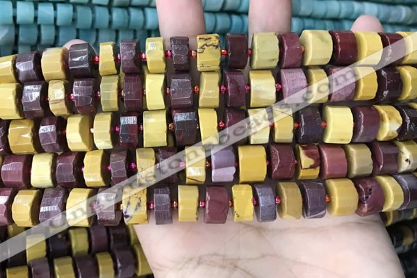 CRB2201 15.5 inches 8mm - 9mm faceted tyre mookaite beads