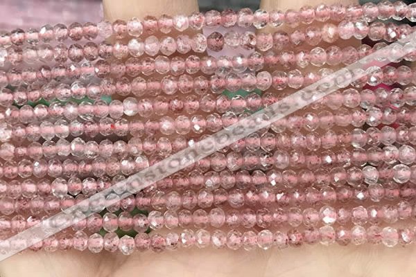 CRB2235 15.5 inches 2*3mm faceted rondelle strawberry quartz beads