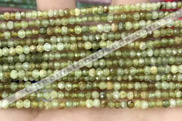 CRB2238 15.5 inches 2*3mm faceted rondelle green garnet beads