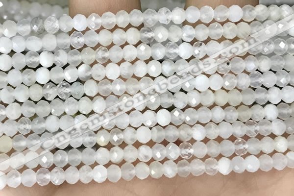 CRB2254 15.5 inches 3*4mm faceted rondelle white moonstone beads