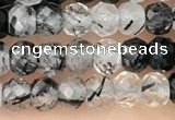 CRB2266 15.5 inches 3*4mm faceted rondelle black rutilated quartz beads