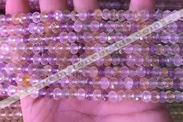 CRB2281 15.5 inches 4*6mm faceted rondelle mixed quartz beads