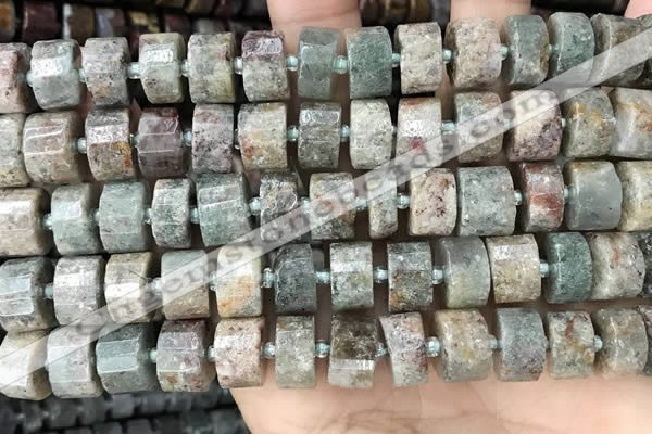 CRB2303 15.5 inches 11mm - 12mm faceted tyre ghost gemstone beads