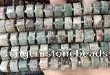 CRB2304 15.5 inches 13mm - 14mm faceted tyre ghost gemstone beads