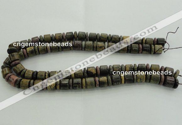 CRB250 15.5 inches 5*12mm - 10*12mm rondelle yellow artistic jasper beads