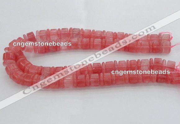 CRB252 15.5 inches 5*14mm - 10*14mm rondelle cherry quartz beads