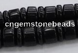 CRB254 15.5 inches 5*14mm - 10*14mm rondelle black agate beads