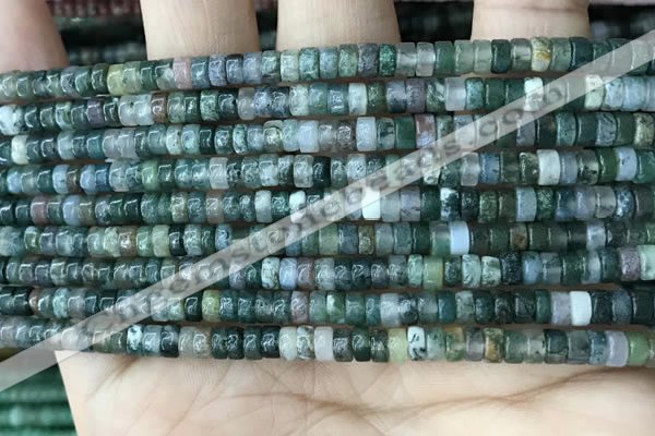 CRB2559 15.5 inches 2*4mm heishi moss agate beads wholesale