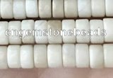 CRB2566 15.5 inches 2*4mm heishi white fossil jasper beads wholesale