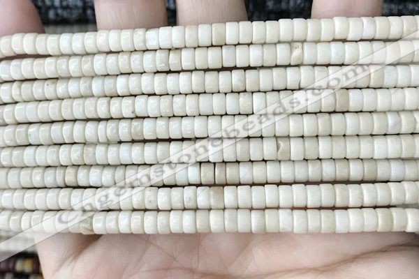CRB2566 15.5 inches 2*4mm heishi white fossil jasper beads wholesale