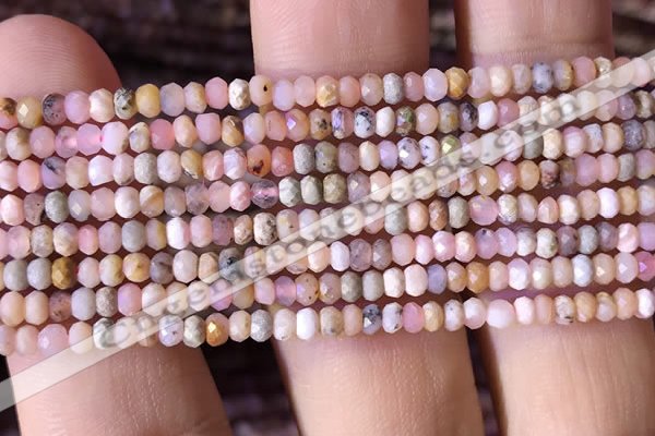 CRB2613 15.5 inches 2*3mm faceted rondelle pink opal beads