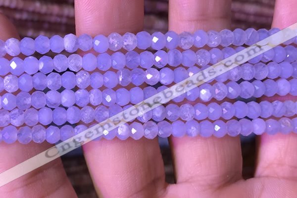 CRB2627 15.5 inches 3*4mm faceted rondelle blue chalcedony beads