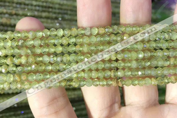 CRB2636 15.5 inches 3*4mm faceted rondelle peridot gemstone beads