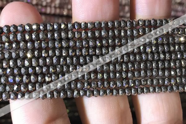 CRB2649 15.5 inches 2*3mm faceted rondelle pyrite beads wholesale