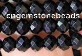 CRB2651 15.5 inches 3*4mm faceted rondelle black spinel beads