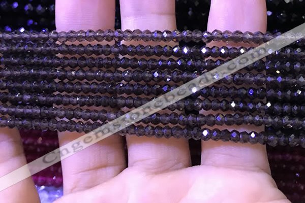 CRB2663 15.5 inches 2*3mm faceted rondelle smoky quartz beads