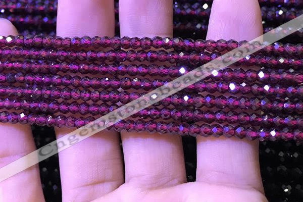 CRB2665 15.5 inches 2*3mm faceted rondelle red garnet beads