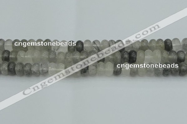 CRB2807 15.5 inches 6*10mm rondelle cloudy quartz beads wholesale