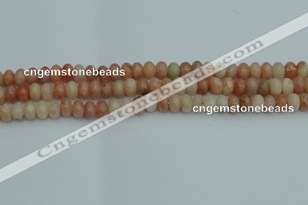 CRB2842 15.5 inches 6*10mm rondelle red plum blossom jade beads