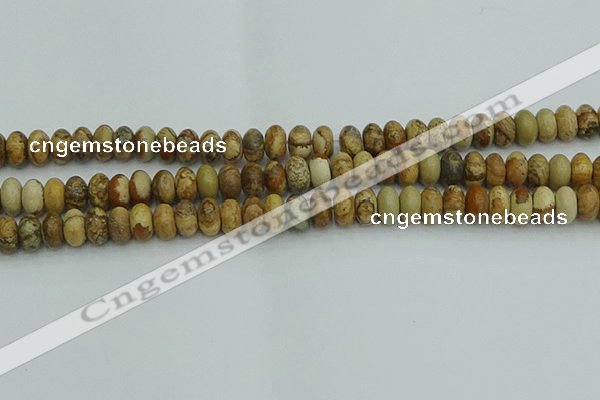 CRB2856 15.5 inches 5*8mm rondelle picture jasper beads