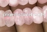 CRB3004 15.5 inches 6*10mm faceted rondelle rose quartz beads