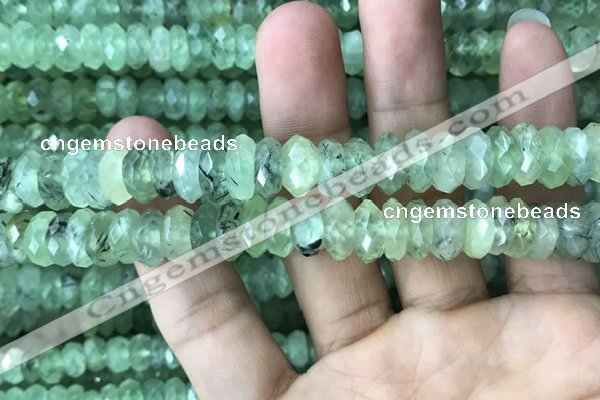 CRB3017 15.5 inches 6*12mm faceted rondelle prehnite beads