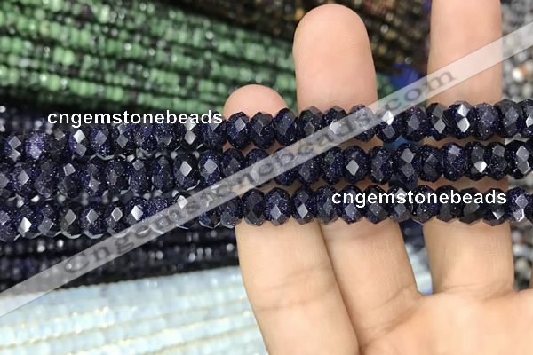 CRB3034 15.5 inches 5*8mm faceted rondelle blue goldstone beads