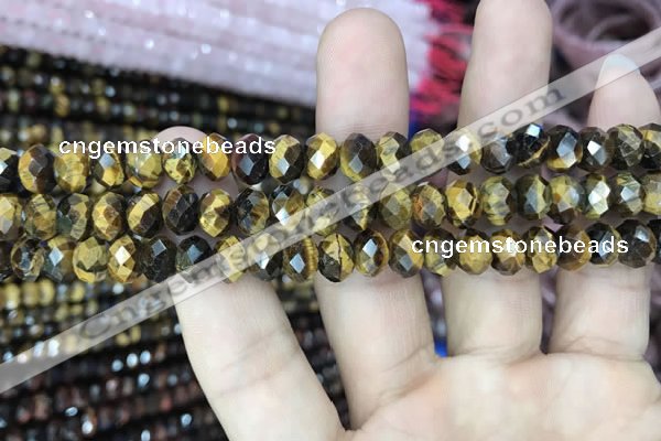 CRB3040 15.5 inches 6*8mm faceted rondelle yellow tiger eye beads