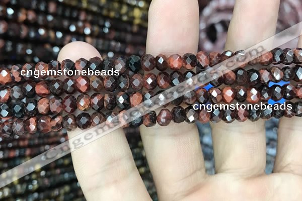 CRB3042 15.5 inches 4*6mm faceted rondelle red tiger eye beads