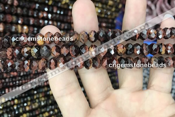 CRB3043 15.5 inches 6*8mm faceted rondelle red tiger eye beads