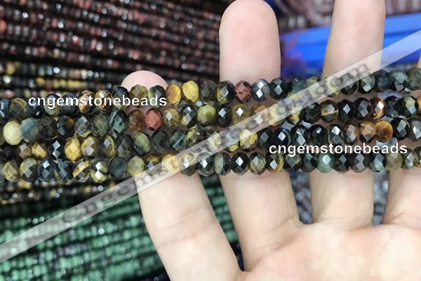 CRB3046 15.5 inches 4*6mm faceted rondelle mixed tiger eye beads