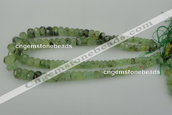 CRB305 5*8mm - 10*14mm faceted rondelle green rutilated quartz beads