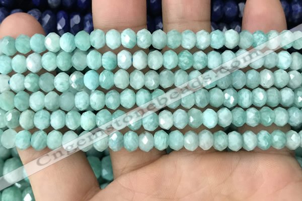 CRB3071 15.5 inches 4*6mm faceted rondelle amazonite gemstone beads