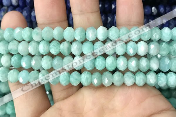 CRB3072 15.5 inches 5*8mm faceted rondelle amazonite gemstone beads