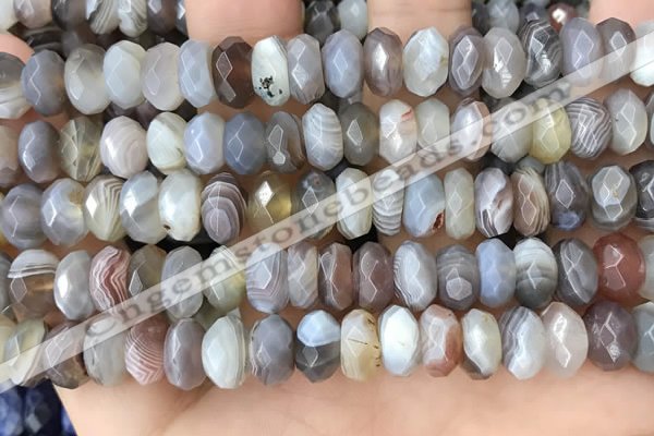 CRB3075 15.5 inches 5*10mm faceted rondelle Botswana agate beads