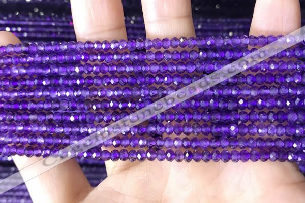 CRB3103 15.5 inches 2*3mm faceted rondelle tiny amethyst beads