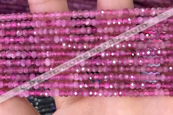 CRB3110 15.5 inches 2*3mm faceted rondelle tiny pink tourmaline beads